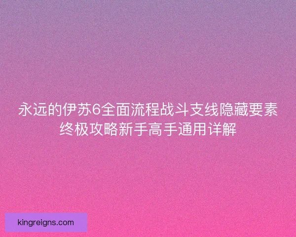 永远的伊苏6全面流程战斗支线隐藏要素终极攻略新手高手通用详解